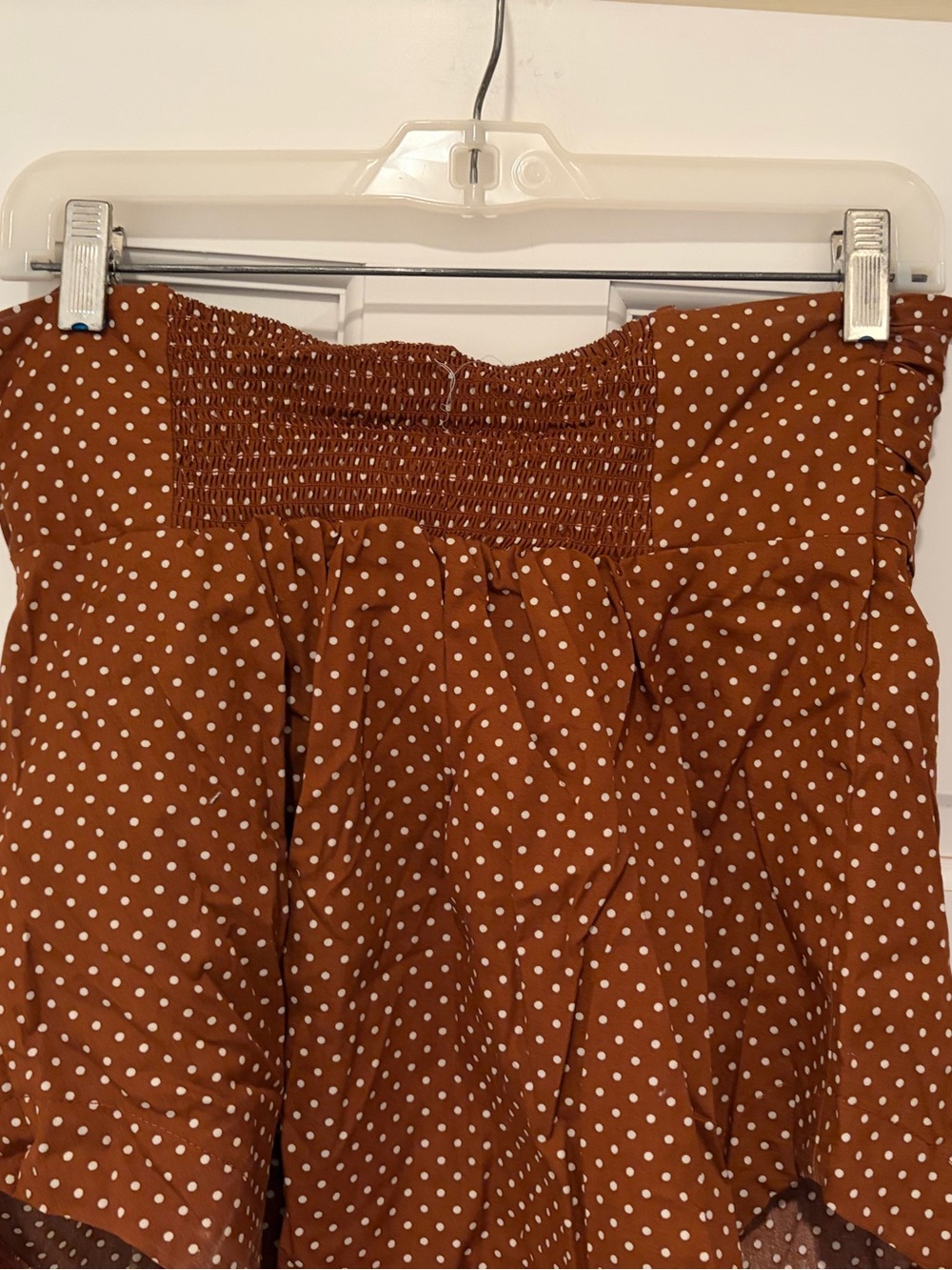 NWT Free People Be Mine Brown Polka Dot Tie-Front Strapless Top - Picture 8 of 12